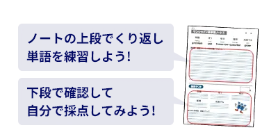 英単語ノートを1日1ページずつ毎日練習！