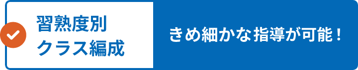 習熟度別クラス編成　きめ細かな指導が可能！
