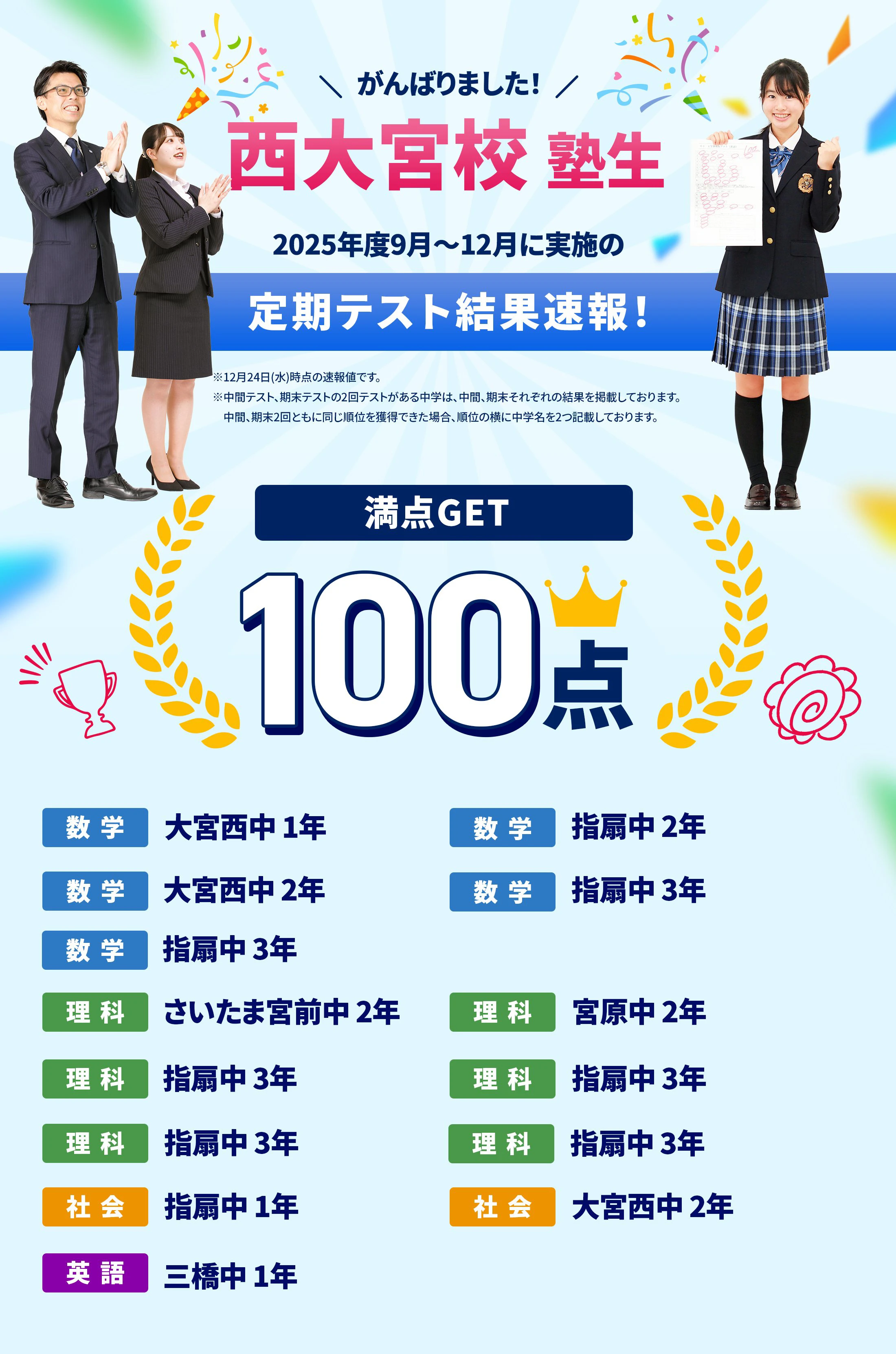 西大宮校 定期テスト結果速報バナー