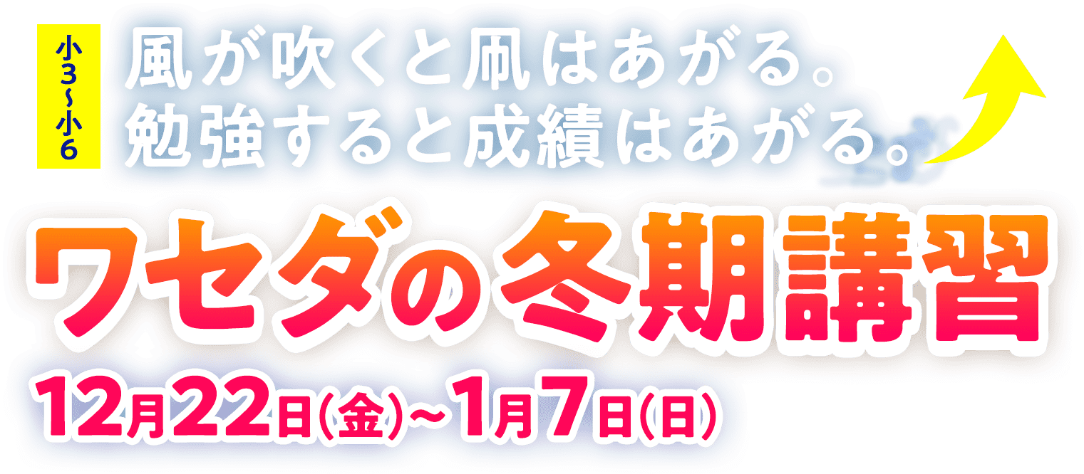 風が吹くと凧はあがる。勉強すると成績はあがる。小3~小6 ワセダの冬期講習 12月22日(金)〜1月7日(日)