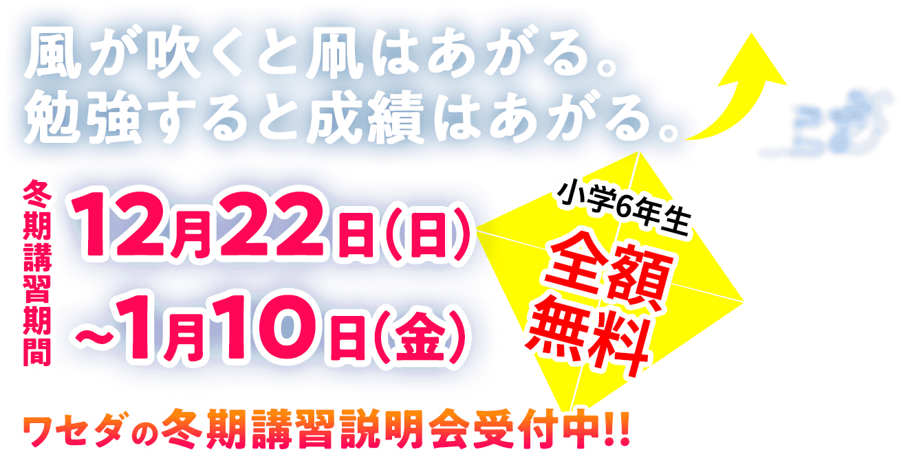 ワセダの冬期講習 12月22日(日)〜1月10日(金)